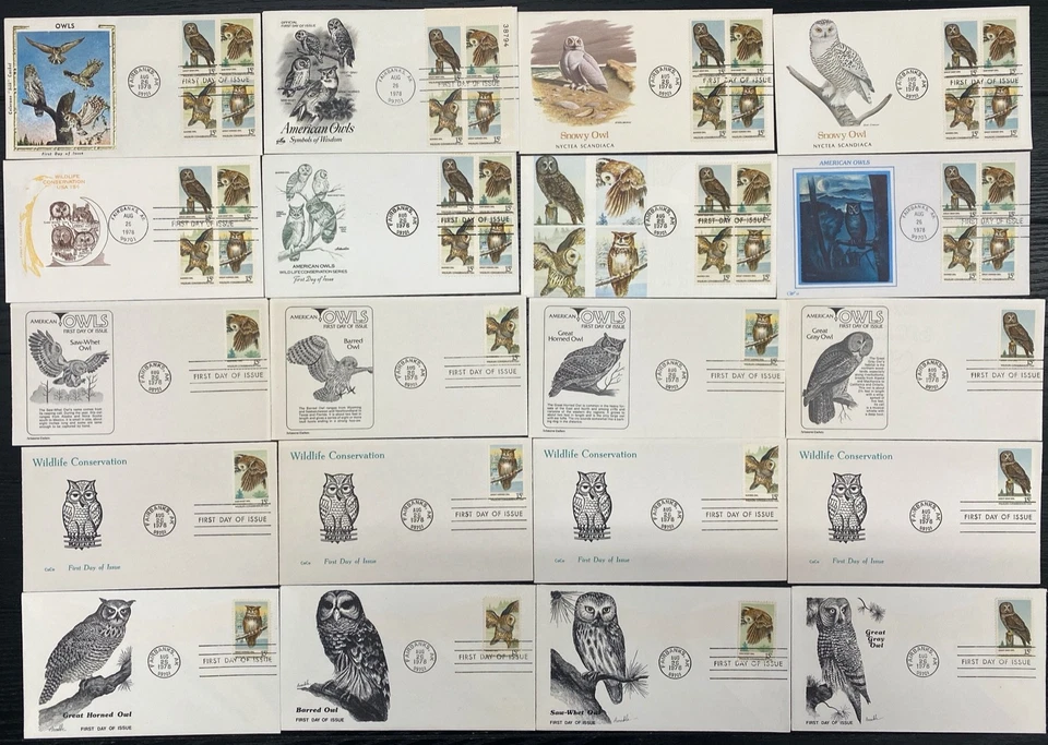 #1760-63a American Owls mixed cachet First Day covers lot of 101 - Image 4 of 4