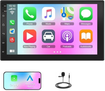 7'' Double Din Car Stereo with Apple Carplay & Android Auto Play BT MP5 Radio