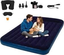 Thickened Flocked Queen Size Camping Air Mattress with Complimentary Accessories