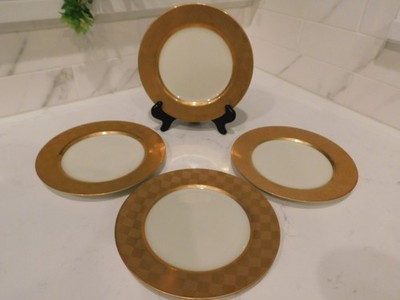 CLOSE-OUT Vintage Fitz And Floyd China Carre D Or  7.5 Salad Dessert Plates (4)