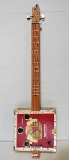 Cigar box guitar, 3 string, metal frets, piezo sound PU  installed (see desc)