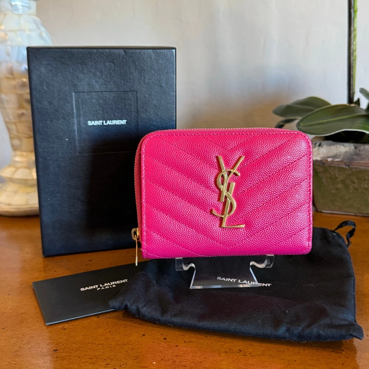 25+ Saint Laurent Pink Leather Wallets for Women for sale