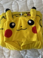 Pokemon PIKACHU Fleece Hooded Pajama Unisex YOUTH LARGE 12 14 PJ Sleeper
