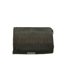 Pochette Bottega Veneta Intrecciata in pelle nera autentica
