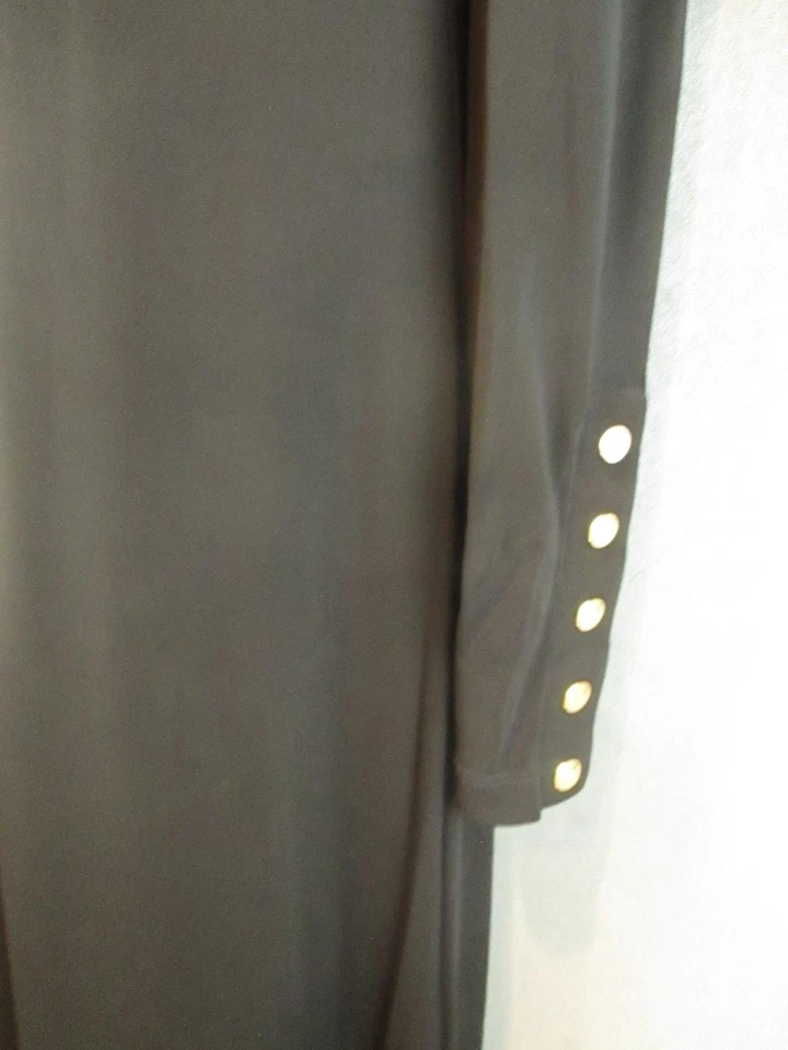 Maxi Vestido Tory Burch Para Mujer 6 Negro Cuello Alto Manga Larga Dorado Botón Foto 2 de 4