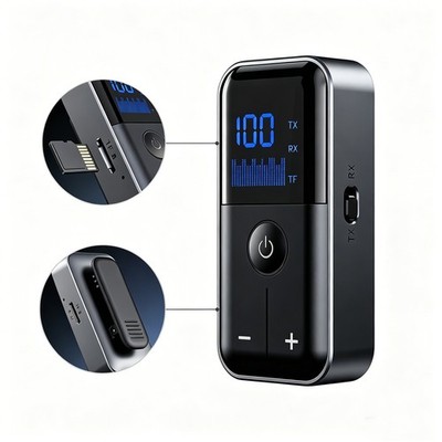 Bluetooth 5.4 Audio Receiver Transmitter 2in1 AUX Audio Adapter w/ TF Card Play