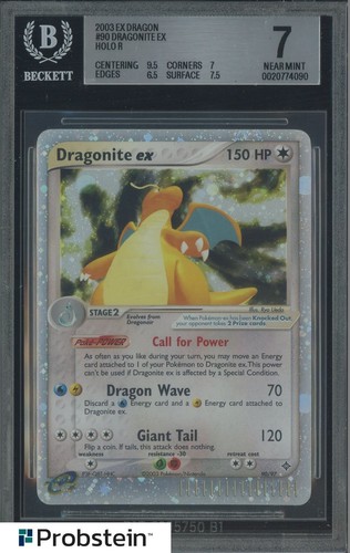 2003 Pokemon Ex Dragon #90 Dragonite Ex Holo R BGS 7 NM