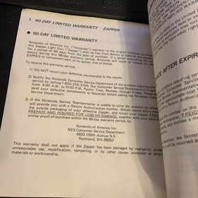 Nintendo NES Zapper CAN-1 Manual Instruction Booklet Only