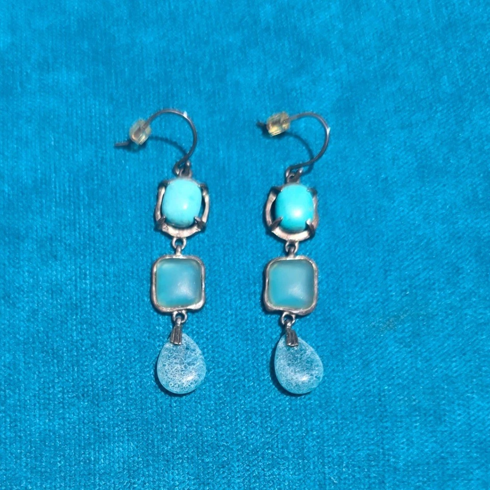 Silpada Sea & Sky Turquoise Sterling Silver Dangle Earrings Boho Drop Earrings - Image 4 of 4