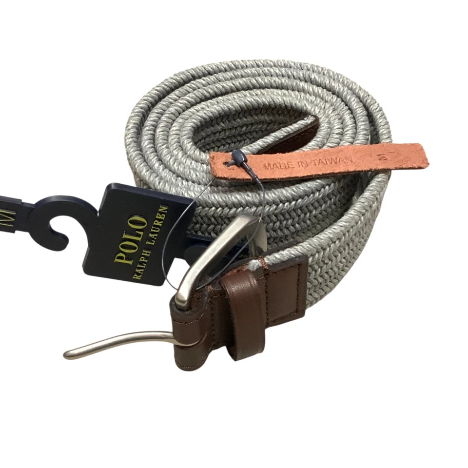 NWT Polo Ralph Lauren Men's Stretch Waxed Belt  Gray Woven Size M 36/38 - Image 2 of 4