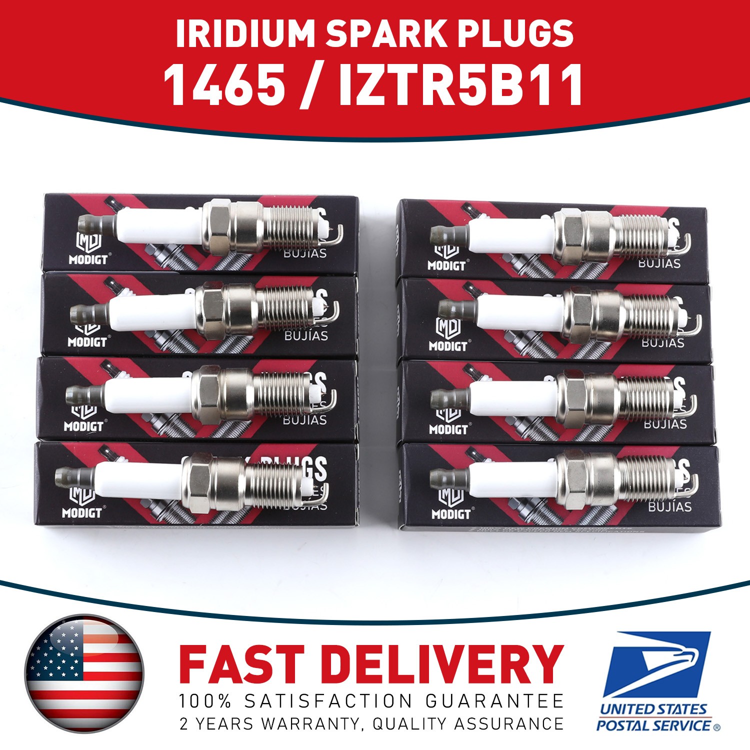 8 pcs -  For NGK Laser Iridium Spark Plugs OEM # 1465 - Premium Set IZTR5B11