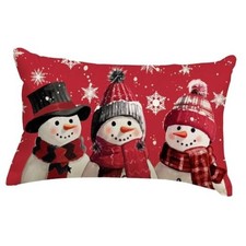 Christmas Pillow Covers 12x20 Inch, Snowman 20" x 12" Pack of 1 Red