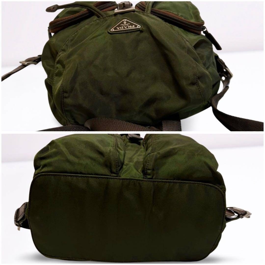 PRADA mini backpack khaki green triangular logo n… - image 6