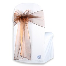 100 pcs Organza Chair Cover Bow Sash 108"x8" - Brown - Wedding Party Banquet hm