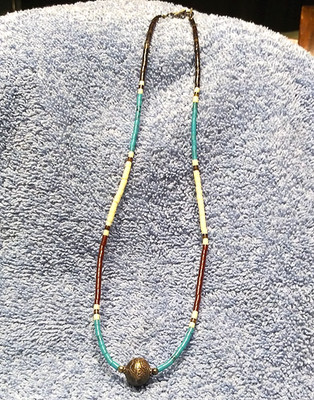 Turquoise Multi Stone Heishi Sterling Silver Necklace