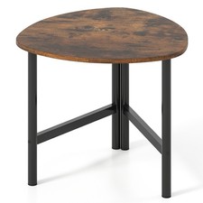 COSTWAY Coffee Table Triangle Center Table with Metal Legs