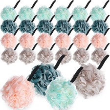 24 PCS Bath Shower Loofah Sponge Pouf Body Scrubber Exfoliator Men Women Spa