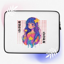 Kawaii Anime Girl Laptop Sleeve   Colorful Japanese Pop Art Star Design Case