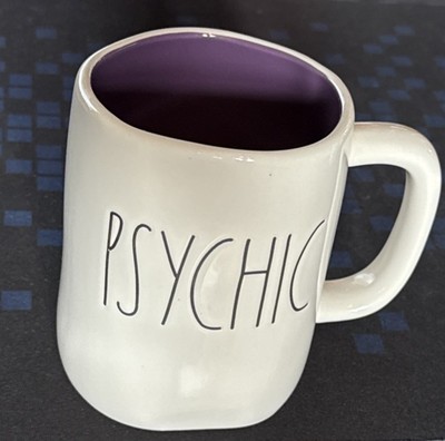 RAE DUNN Artisan Magenta, Ceramic  PSYCHIC  Halloween Mug, Purple inside