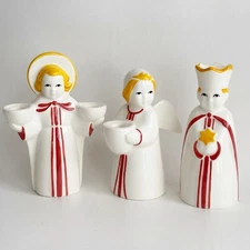 3 VTG Royal Copenhagen Alumina Christmas Candle Holder Angel King Denmark