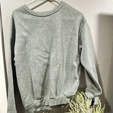 Unisex Gray Crew Neck Pullover Sweatshirt Cotton Blend Fleece Solid S