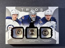 Ehlers Hellebuyck Patan 15-16 The Cup Trios Buttons 1 Of 1 Fight Strap Rookie