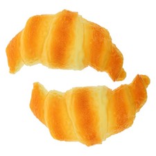 2pcs Artificial Croissant Rolls: Realistic Croissant Bread Props - Simulation