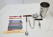 60's Vintage 5 Pc. Bar Tools Set MADE IN USA + BONUS 14 Pc. SWIZZLE STICKS