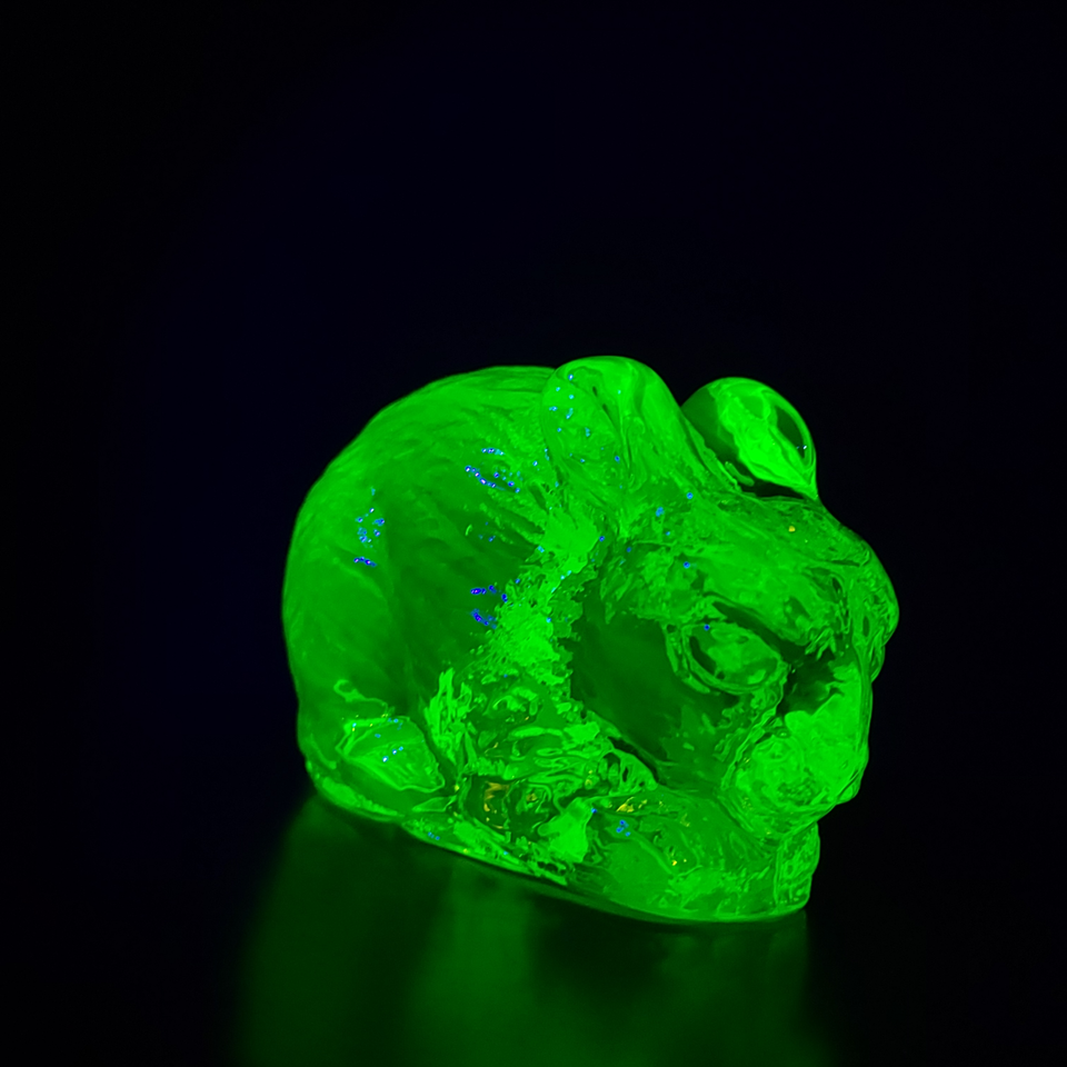Uranium Glass Rabbit Vaseline Yellow Glass Animal Figurine Art Deco ...