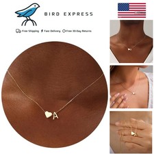 Heart Initial Necklaces for Women Dainty 18K Gold Plated Letter Pendant Jewelry