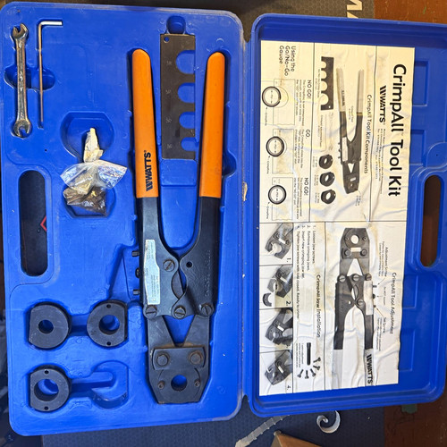 Watts CrimpAll PEX Crimping Tool Kit w/ Gauge & Jaw Set 1/2 5/8 3/4"