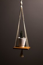 Macrame Shelf Boho Wall Hanging Shelf Handmade Home Decor w/1 Pot ID415