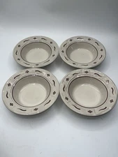 Longaberger Pottery Woven Traditions 6.5” Small Dessert Bowls Set Of 4 Red Ivory