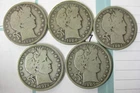 Five Old Barber Silver Half Dollars - Nice Coins - 5 Different Years