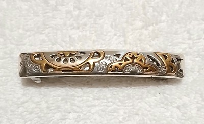 Vintage Brighton Granada Barrette Two Tones Gold & Silver Made In France