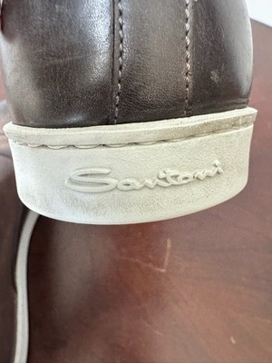 Santoni Durbin Derby Calfskin Leather Sneaker Lace-up Gray 