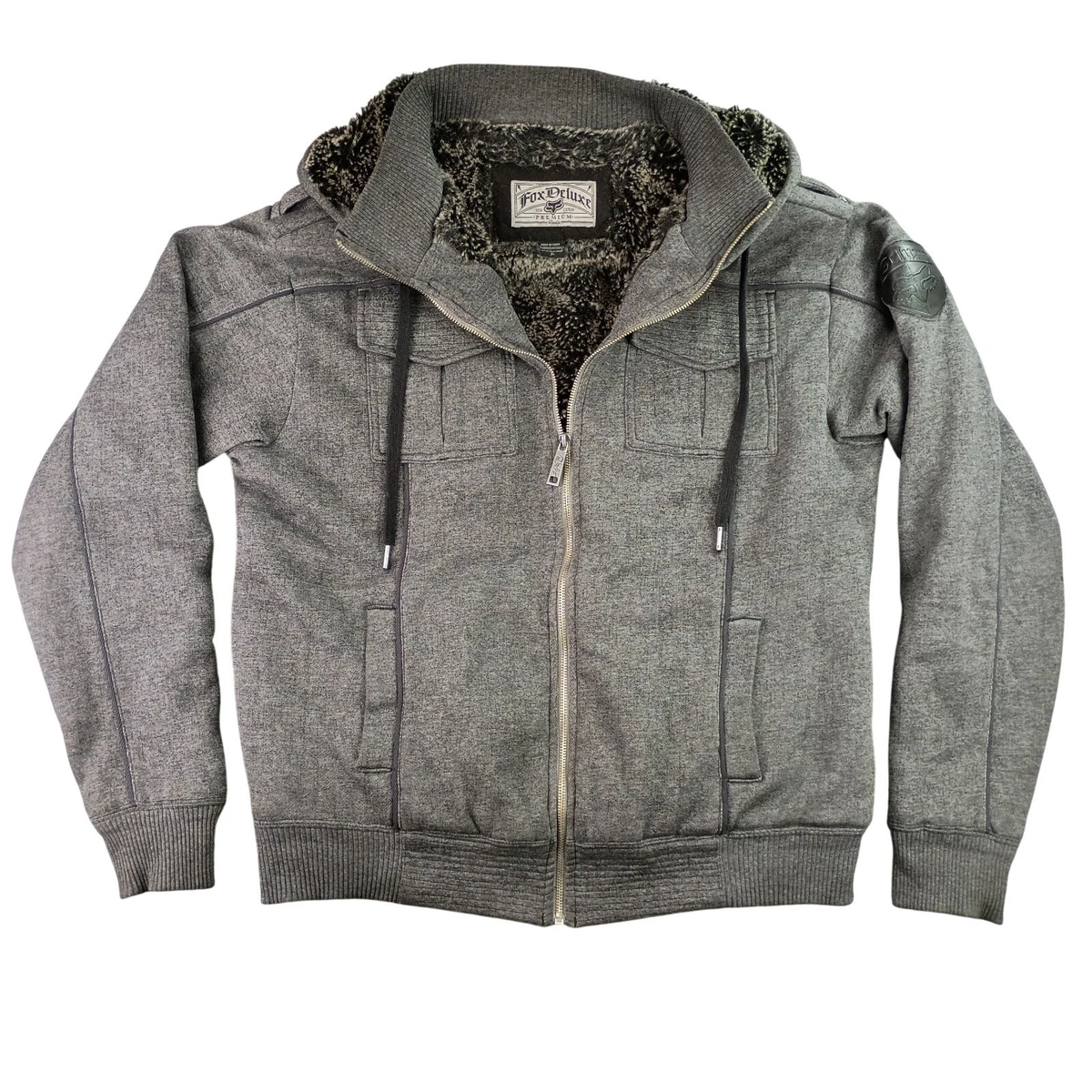 TYPE CROSS FOX FUR HOODIE GRAY Fox Fur Hoodie In Men's Coats &amp
