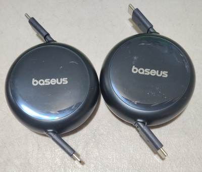 2x Baseus Nomos Retractable Charging Cable USB-C to USB-C 5 feet 100W Cosmic BK