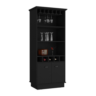 #ad 70 Inch High 10 Glass Bar Cabinet with 5 Cubbies and 3 Open Shelves $370.10