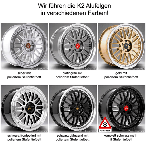 19 Zoll K2 Stufentiefbett Alufelgen 8,5x19 5x108 ET45 schwarz poliert für Ford - Bild 8 von 8
