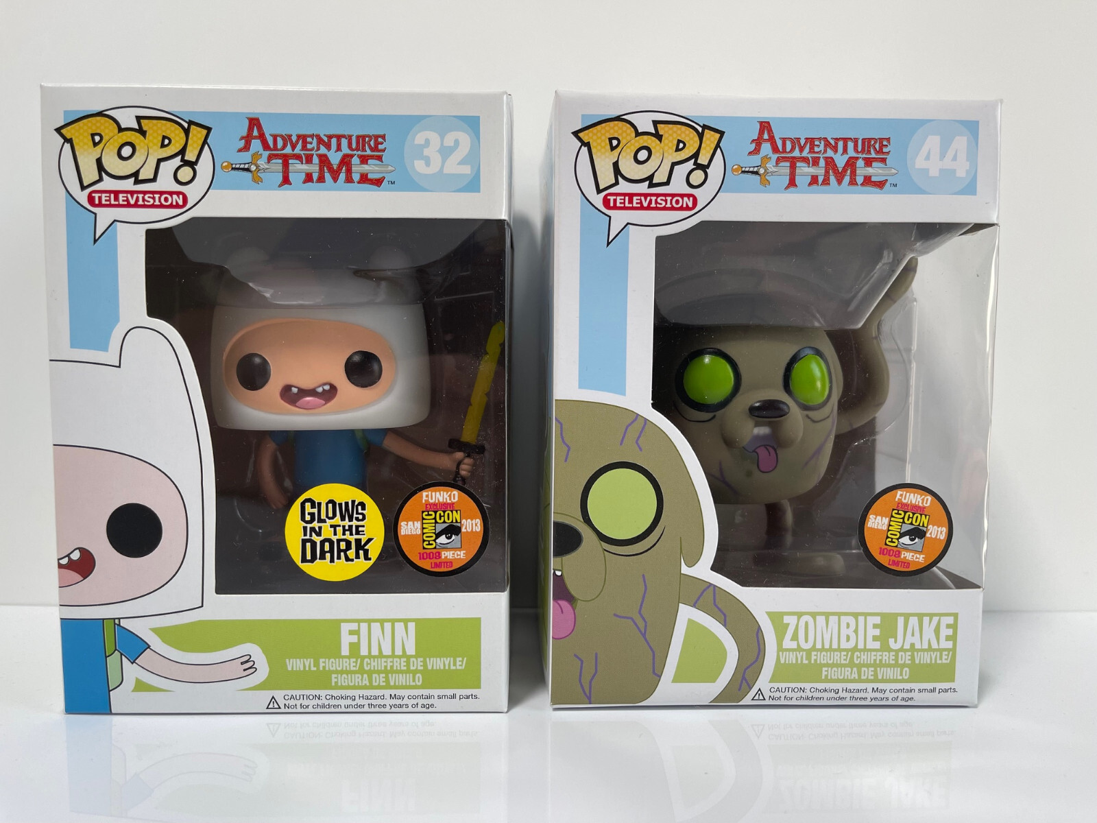Funko Pop! Hora De Aventuras #32 Gitd Finn Y #44 Zombie Jake Sdcc 2013 Exclusivo