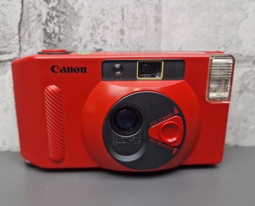 Canon Snappy S 35-mm-Filmkamera mit rotem Point and Shoot! Vintage, Ersatzteile oder Reparatur