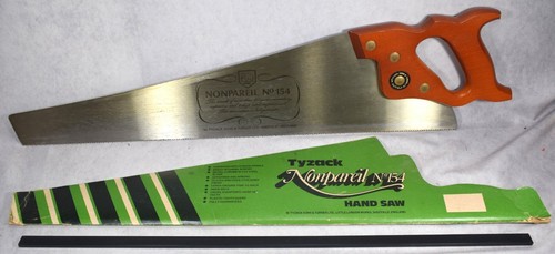 Excellent Tyzack Nonpareil No. 54 Wood Hand Saw, Sheffield, England, 24" Long