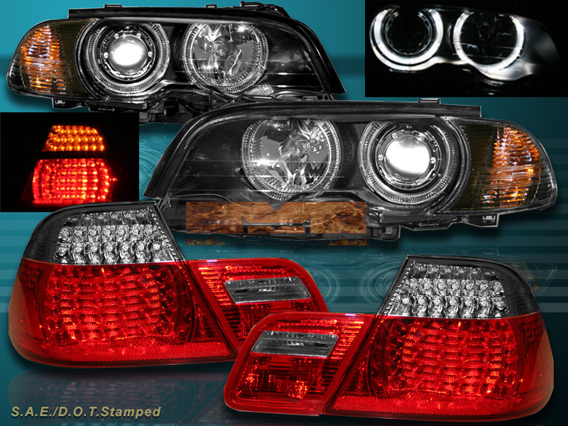  E46 フロントロームライト GK2A 69 970 00-03 BMW E46 2DR HALO HEADLIGHTS W/ CORNER LIGH + LED TAIL LIGHT