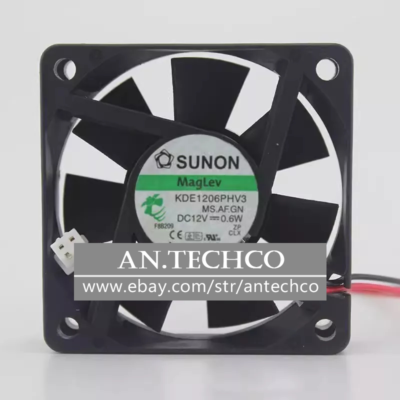 For SUNON KDE1206PHV3 6015 DC12V 0.6W 6CM 2-Pin Silent Cooling Fan