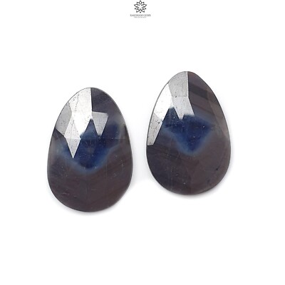 30.10cts Natural Bi-Color Sapphire Gemstone Rose Cut Egg Shape 28.5*19.5mm Pair