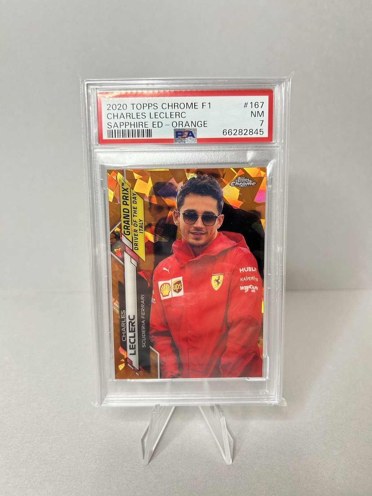 2020 Topps Chrome Sapphire F1 #167 Charles Leclerc Orange /25 PSA 7 GP Italy