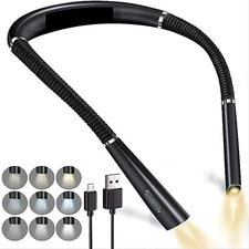 USB Rechargeable LED Neck Light Book Light for Reading in Bed Crafting Camping