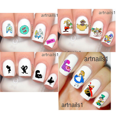Disney Nails Alice in Wonderland Cat Tea Mad H Nail Art Decals Salon Mani Polish