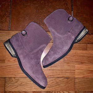 purple suede ankle boots